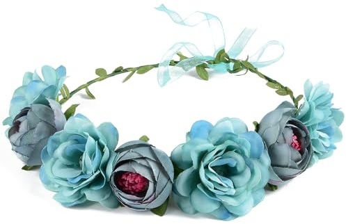Blumenkrone, Rose, Pfingstrosen, Girlande, Stirnband, Haarkranz, florales Kopfschmuck, mit verstellbarem Band, Hochzeit, Festival, Party