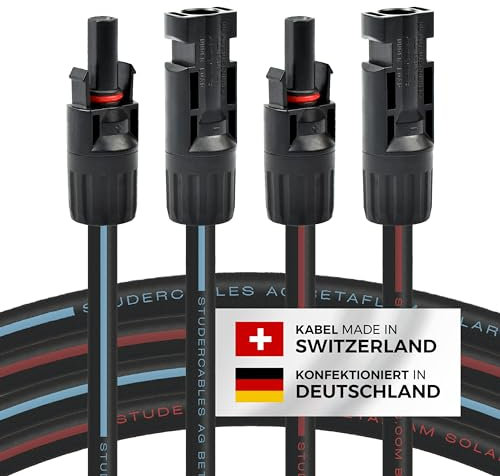 Solarkabel 2 x 10 Meter 6mm² mit Solarstecker, inkl. 0% MwSt. gem. § 12 Abs. 3 UStG (1-30m, 4mm²/6mm²) Solar Stecker, Solarleitung Verlängerungskabel für PV Kabel Solaranlage Solarpanel Verlängerung