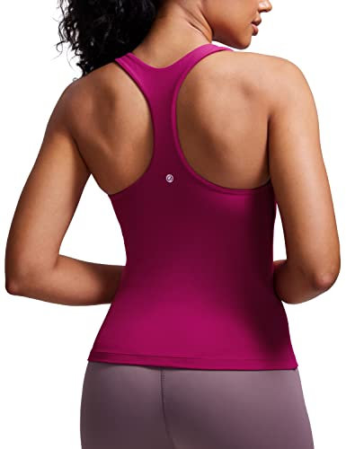 CRZ YOGA Damen Butterluxe Tank Tops Racerback Sport Top Yoga Fitness Oberteil Tanktops mit Integriertem BH Magenta Violett 38