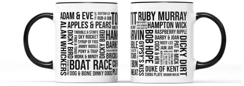 SMARTYPANTS Cockney Sayings Mug Tea Coffee Cup - Apples and Pears Bees Honey Hank Marvin Accent Dialect Slang London East End South Bow Bells Londoner Kitchen Gift Present (Black Handle Prime)