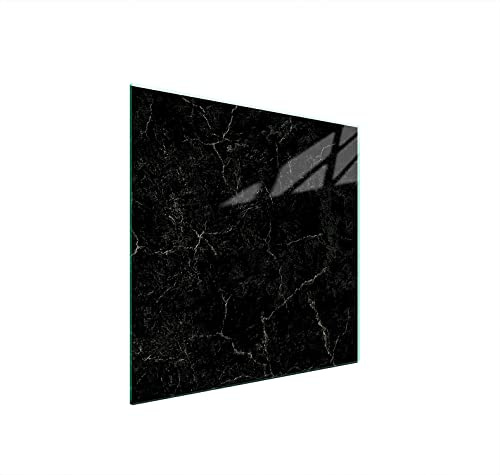 DarHuas Herdabdeckplatte 50x52 cm 1-teilig Ceranfeldabdeckung Induktion Herdschutz Spritzschutz Glasplatte Deko Schneidebrett, Marmor Schwarz