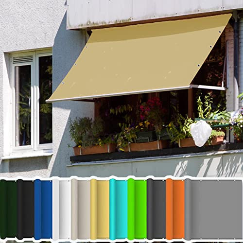 Sonnenschutz Windschutz 5.5 x 9 m 98% UV Schutz Windschutz Wetterschutz Sonnensegel Sonnenschutz Windschutz 4 × 1.5 m Seile für Garten Terrasse Camping, Creme Farben
