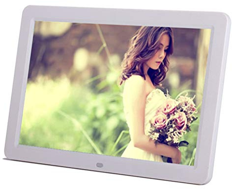 Digital Photo Frame 15 Inch LED Digital Picture Frame Remote Control Calendar Alarm Clock Electronic Album Smart Photo Music Movie Multi-Media Playe (Color : White)