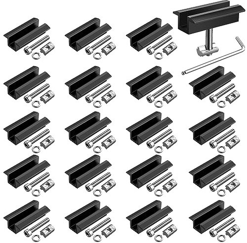 GETLITOOL 20PCS Pince Centrale Solaire avec Coulisse Solaire M8 Profilé alu Alu ,Pince Centrale pour Modules - Largeur 70 mm Distance 20 mm