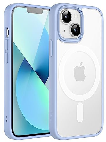 JETech Magnetisch Hülle für iPhone 13 Mini 5,4 Zoll Kompatibel mit MagSafe, Durchscheinende Matt Handyhülle Rückseite Dünn Stoßfest Schutzhülle (Himmelblau)