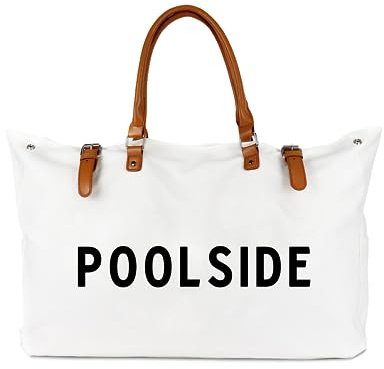 Lamyba Strandtasche für Damen, wasserdicht, sanddicht, Weiss/opulenter Garten, extra large