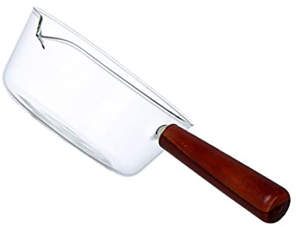 BESTonZON Olla de Vidrio con Mango de Madera - Cacerola Transparente para Hervir Leche y Cocinar, Ideal para Salsa, Ensaladas y Fideos, Utensilios de Cocina de Borosilicato