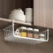 BEIJIALY Panier de Rangement Suspendu Sous étagère, Organisateur de Panier D'étagère Sous Armoire en Métal, Panier Métallique Polyvalent Tout en Métal Sous étagère pour Cuisine(M Blanc)