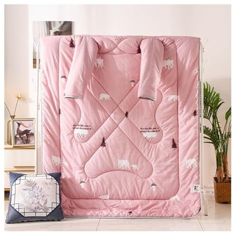 Godemmio Multifunction Lazy Quilt with Sleeves Winter Warm Thickened Wearable Quilt Blanket Pillow Throw Cushion for Home Winter Nap Office Car Bedroom (pink)
