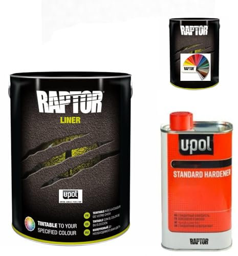 Raptor Liner Lack, alle RAL Farben. 1,1 L (0,75+0,25+0,1) Gebinden Set. 2K Fahrzeug & Transportflächen Beschichtung. Upol. (RAL 2010 Signalorange)