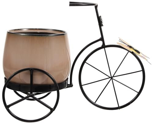 BESPORTBLE Rustikaler Dreirad-Pflanzenständer Fahrrad-Blumenkorbwagen Keramik-Blumenvase Topf-Pflanzgefäßhalter Bauernhaus-Landvase Pflanzenpräsentationsständer Für Garten Terrasse Büro