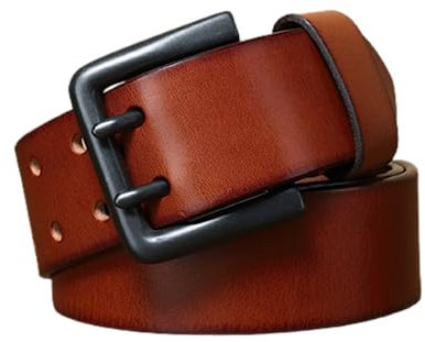 NALANY Handgemachter Herren Heavy Duty Ledergürtel 4.3cm Große Breite 4mm Dick Gürtel Aus Leder Mit Doppeldorn Schnalle, Doppel-Loch Ösen Jeansgürtel(115cm/waist:39, Brown)