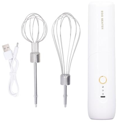 Elektrischer Stabmixer, Hochgeschwindigkeits-Elektrischer Schneebesen mit 3 Gängen, Geräuscharm, Tragbar, Leicht, Zum Kochen (WHITE)