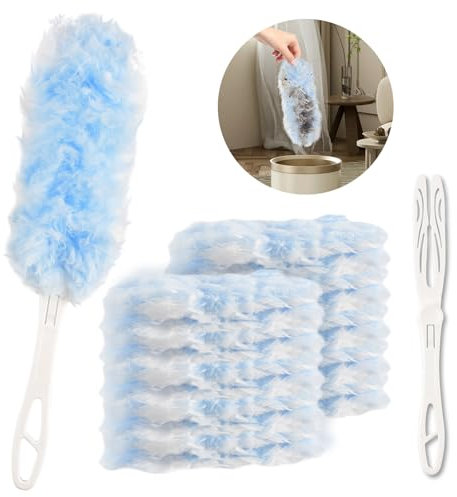 Joyblossom 20 Pièces Plumeau Poussiere pour Swiffer,Jetable Duster pour Swiffer avec 1 Poignée,pour Recharge Plumeau Swiffer,Plumeau Poussiere pour Maison, Bureau et Voiture
