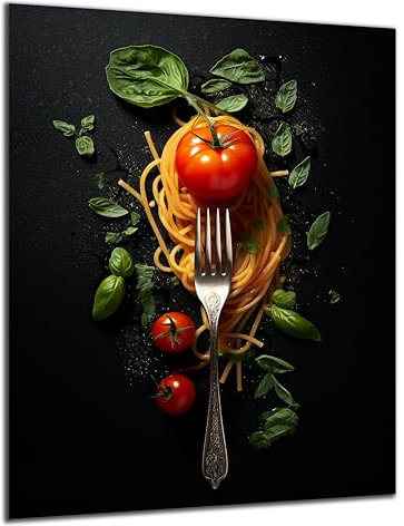 Munera Design - Bild 56x84 - Gabel Pasta Tomate - Wand-Bilder Küche Ess-Zimmer