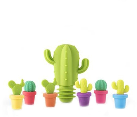 PRETYZOOM Set 7 Tappi Per Bottiglia Di Vino a Forma Di Cactus Tappo Per Vino in Silicone Riutilizzabile Chiusura Ermetica Per Conservazione Bevande Degustazioni Feste E Bar