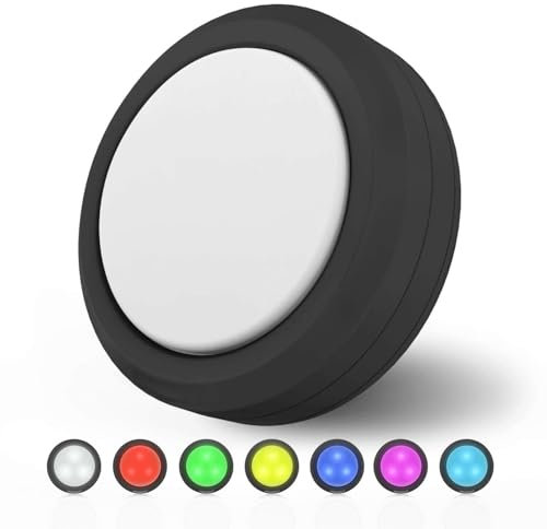 MOUJUCHI éclairage LED cuisine sous meuble, 1 PCS RGB spot led sans fil lampe de placard lumiere led sans fil avec télécommande et fonction minuterie - Noir