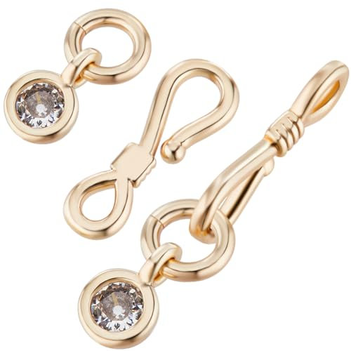 Beebeecraft 1 Box 10 Stück S Hakenverschlüsse Aus 18 Karat Vergoldetem Messing 21 mm S Förmige Schmuckverschlüsse Mit Kubischem Zirkonia Haken Und Ösenverschluss Für Die Herstellung von Kunsthandwerk