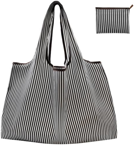 FenFang Einkaufstasche Faltbar Groß, Einkaufsbeutel Stoff Wiederverwendbare, Mehrwegtasche Umweltfreundlich Faltbare Tasche Leichte Schnelltrocknend für Einkauf Reise Ausflug, 56 X 67 cm (Weiß)
