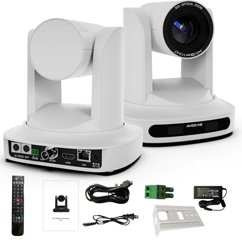AVIDEONE PTZ Camera 20X/30X Optical Zoom with HDMI SDI 1080P 60Fps RS232 RS485 IP Live Streaming (PTZ-30XPW)