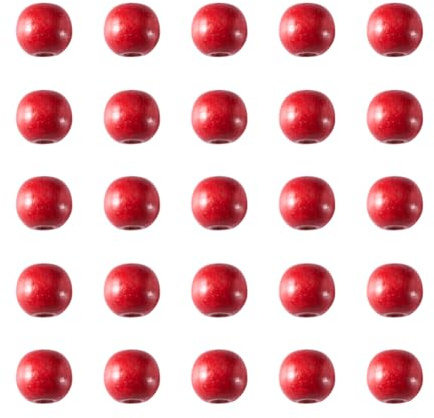 Cheriswelry Natürliche gefärbte Holzperlen, 8 mm, rote runde Kugel, Abstandshalter aus Holz, lose Perlen für Schmuckherstellung, Loch: 2 mm, 200 Stück