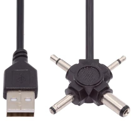 chenyang 4 in 1 DC 5V 5.5x2.1mm 4.0x1.7mm Mono 3.5mm 2.5mm to USB 2.0 Power Plug Barrel Connector Charge Cable 1.5M