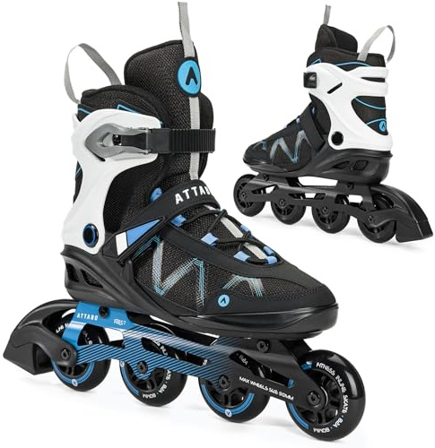ATTABO Pattini in linea da Uomo Bliss 40 EU Comfort e sicurezza Guscio semirigido in alluminio Skid Ruote in PU da 80 mm Cuscinetti ABEC-7 Regolabili per una migliore vestibilità Colore Blu