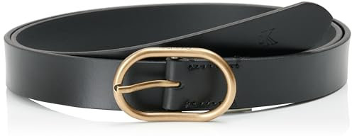 Calvin Klein Damen Gürtel Casual Center Pin Buckle 2,5 cm Ledergürtel, Schwarz (Black/Tumbled Gold), 95 cm