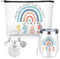 Sinmoe 3 Pack 40th Birthday Gifts for Women Happy 40th Birthday Hamper for Her Personalised Wine Tumbler Gift Set Rainbow Makeup Bag Key Ring 40 Years Old Presents for Women