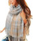 Tuopuda Damen Schal Kariert Pashmina XXL Stolen übergroßer Herbstschal Winterschal Karo Tartan Schultertuch Plaid Deckenschal Modeschal Weicher Warmer Oversized Fransen, Khaki + Blau, Einheitsgröße