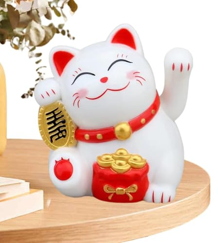 Chat à énergie Solaire, Chat Chinois Vif et Charmant, Bras oscillant Fengshui, Statue de Chat Maneki Neko
