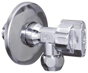 Vanne équerre sous lavabo, entré mâle 15x21, sortie mâle 12x17.