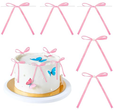 G2PLUS Vorgebundene Rosa Satin-Schleifen Set: 13x18cm Klebepunkte and Drahtbinder Geschenkschleifen für Verpackung, DIY Basteln, Hochzeit, Party – 30 Stück