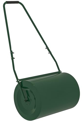 Outsunny 63 L Heavy Duty Water Or Sand Filled Φ30cm Garden Steel Lawn Roller Drum - Dark Green