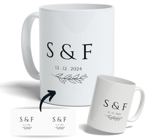 Taza personalizada con iniciales. Taza personalizada para regalo con texto. Regalo original personalizado San Valentín. Regalos parejas. (Iniciales 5)