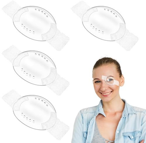 4 pièce Cache-œil médical, transparent, confortable après une opération, cache-œil respirant pour cache-œil gauche ou droit, en plastique, avec petit trou, pour adultes et enfants