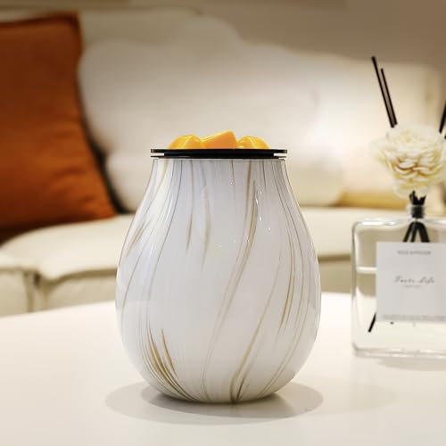 Electric Wax Melter Art Glass Scented Candle Warmer with timer and 7 led color changing removable silicone dish for Wax Melts Fragrance Oil Night Light Candle Warmer for home