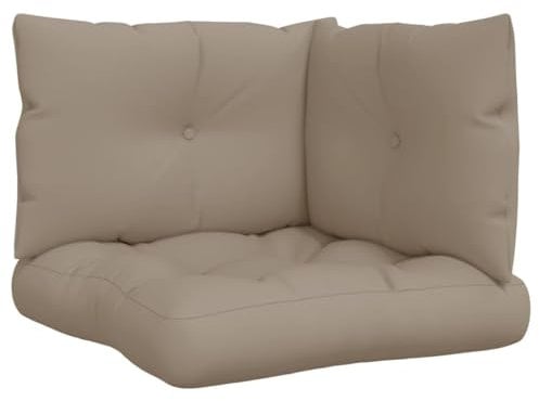 vidaXL Palettenkissen 3-TLG., Palettenpolster für Europaletten, Palettensofa Kissen Indoor Outdoor, Palettenauflage Sitzkissen Rückenkissen Seitenkissen, Taupe Stoff