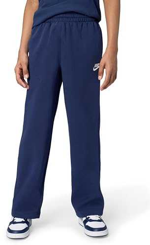 Nike Kid's Sportswear Loose Open-Hem Pants, Midnight Navy/White, Large