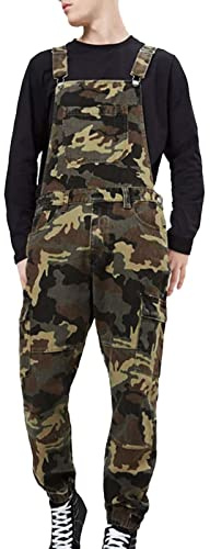Gefomuofe Herren Camouflage Arbeitslatzhose Modisch Overall Arbeitsanzug mit Multifunktionstaschen Latzhose Berufsbekleidung Cargo Jumpsuit Outdoorhose