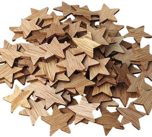 DAHI 4cm Holzsterne zum Basteln ca.100pcs Streudeko Weihnachten Sterne Deko Konfetti,Holz Sterne Tischdeko Klein,Weihnachtsdeko Basteln,Sterne Basteln für Hochzeit,Geburtstag (4cm)