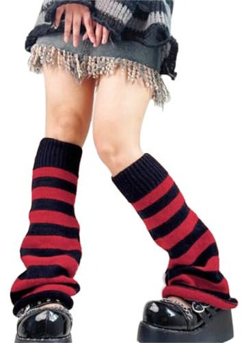 DRESHOW Beinwärmer Y2k Beinwärmer Lolita für Damen und Mädchen Dehnbare Gestrickte Tanzstiefel Stulpen Modische Warme Outfits Accessoire für Festivals und Partys