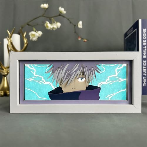 Anjinguang Anime JJK Nachtlicht Fushiguro Megumi/Fushiguro Toji/Ryomen Sukuna/Gojo Satoru Figur Kunst Papierausschnitt Tischlampe Dekoratives Licht für Zuhause Schlafzimmer (RGB 16-Farbenwechselnd)