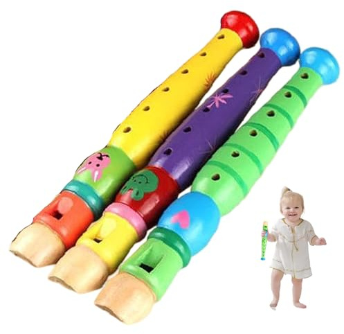 3-teiliges Blockflöteninstrument für Kinder, 6-Loch, Bunte Holzflöte, Piccolo-Flöte für Jungen, Mädchen, Kleinkinder, zufällige Farbe, 20, 3 cm