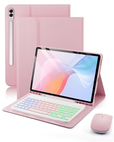 para Samsung Galaxy Tab S11 Ultra(2025)/S10 Ultra(2024)/S9 Ultra(2023)/S8 Ultra(2022) 14.6 pulgadas Funda con Teclado inalámbrico Bluetooth retroiluminado(Teclado QWERTY, distribución española)y ratón