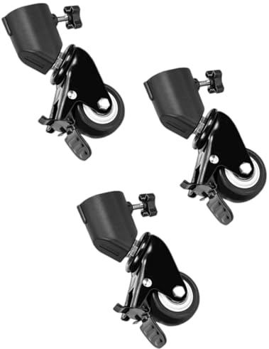 Juego de 3 ruedas giratorias para fotografía, soporte de luz, estudio, foto, vídeo, bloqueo con rueda de trípode de freno