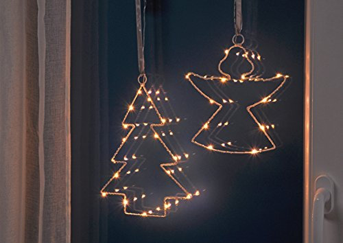 Haushalt Int. 2 x Silhouette 16 LED Weihnachtsbeleuchtung Dekoration Fenster Lichterkette Fensterbild Fensterdeko, 30/20 cm