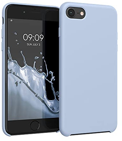 kwmobile Carcasa Compatible con Apple iPhone SE (2022/2020) / 8/7 Funda - Case TPU y Silicona antigolpes - Apto Carga inalámbrica - Azul Claro Mate