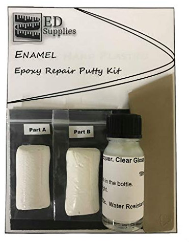 Enamel Baths, Sinks, Toilets & Shower Trays Epoxy Repair Putty Kit – Repairs Chips, Cracks & Similar Damage. (White)