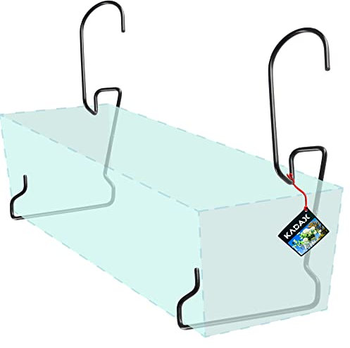 KADAX Blumentopfhalter für Geländer, Balkon, Terrasse, Blumenkasten, Innen und Außen, Pflanzenständer, Pflanzenhalterung aus Stahl, Blumenkastenhalter mit Haken, schwarz (Breite: universell)